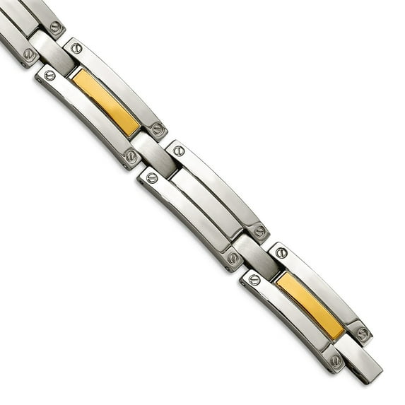 Chisel Stainless Steel and 14k Polished 8.5in Bracelet