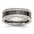thumbnail image 1 of Chisel Stainless Steel w/Sawtooth Accent/Black Ceramic Center Faceted Band, 1 of 6