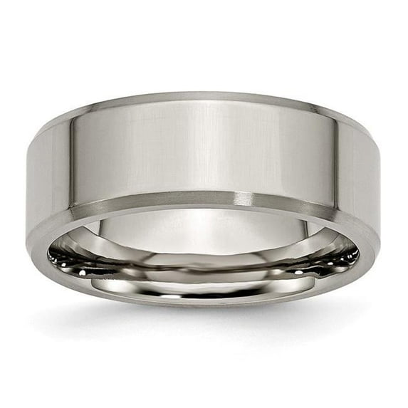 Titanium Beveled Edge 8mm Engravable Brushed and Polished Band