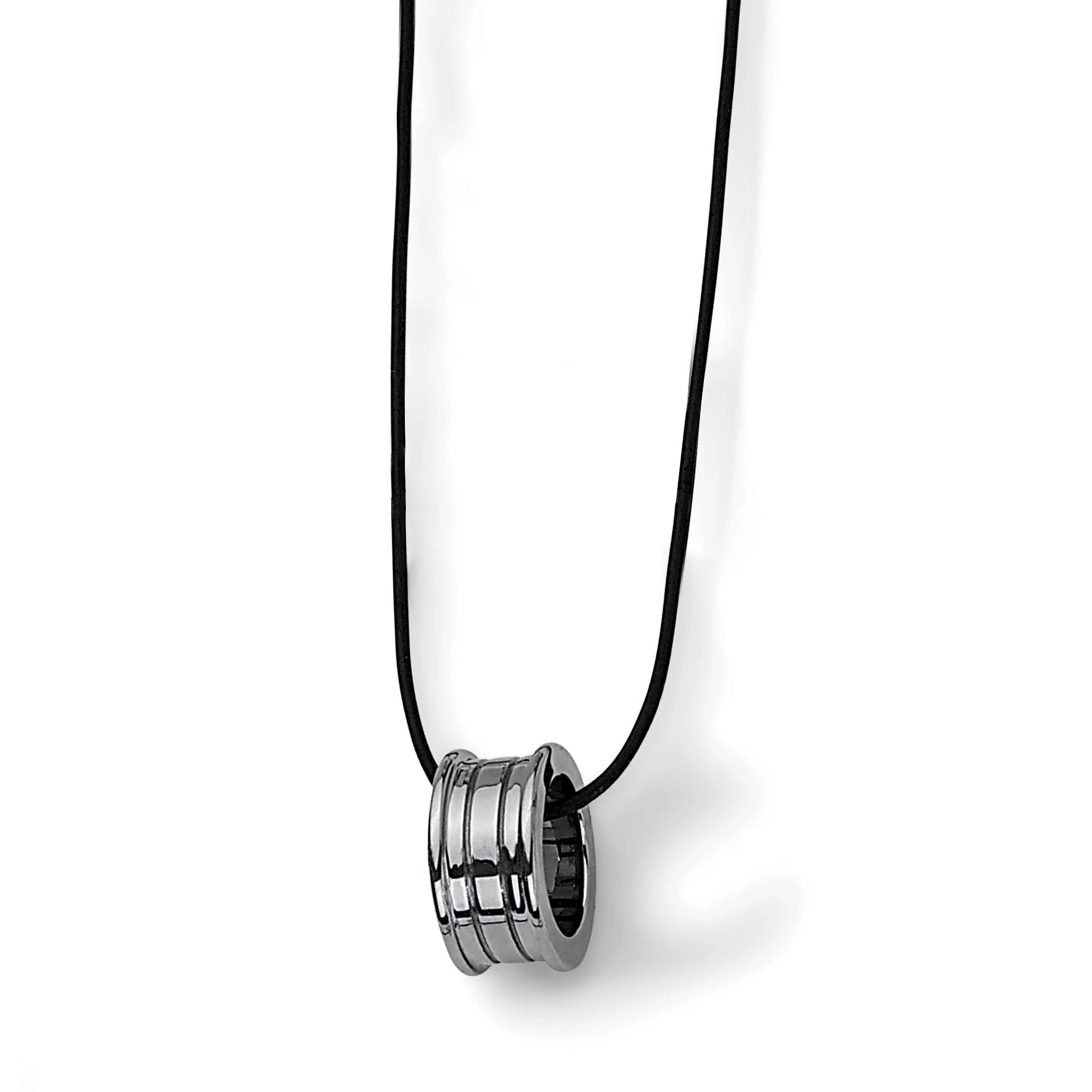 Chisel TUN107-18 18 in. Tungsten Polished Leather Cord Necklace