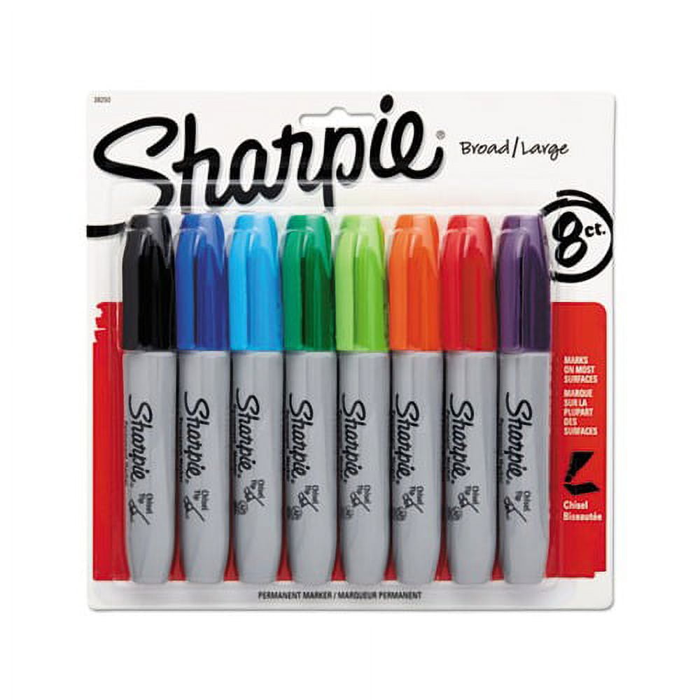 Chisel Tip Permanent Marker Medium, Assorted Colors, 8/Set