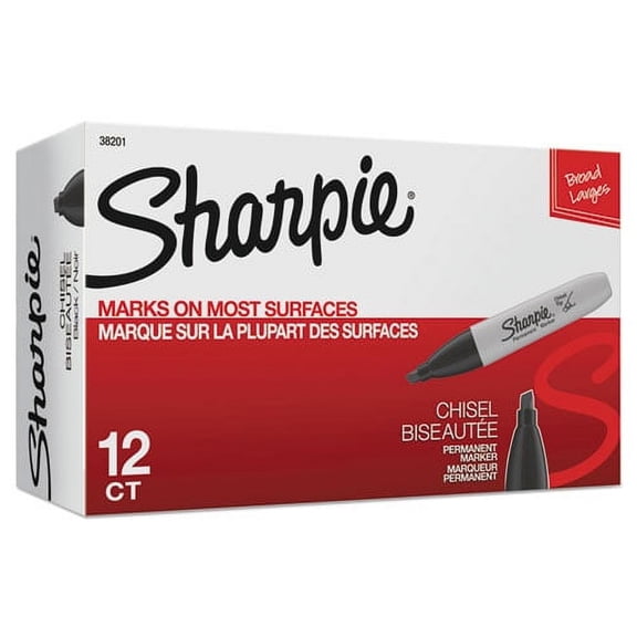 Chisel Tip Permanent Marker, Medium Chisel Tip, Black, Dozen | Bundle of 2 Dozen