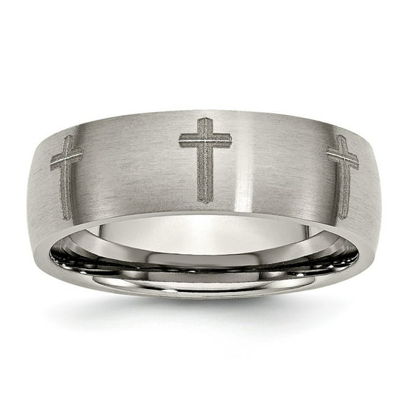 Chisel Titanium 8mm Laser Design Brushed Wedding Band