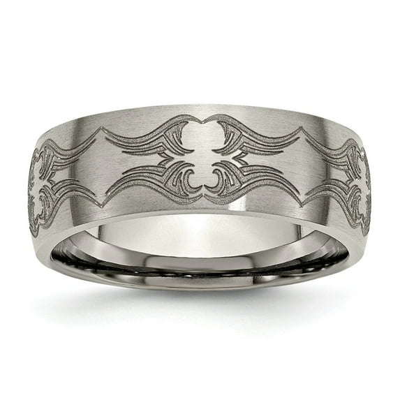 Chisel Titanium 8mm Laser Design Brushed Wedding Band