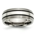 thumbnail image 1 of Chisel Titanium Antiqued and Brushed with Sterling Silver Inlay 8mm Grooved Band, 1 of 7