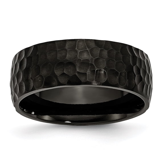Chisel  Titanium Brushed and Polished Hammered Black IP-plated 8mm Band