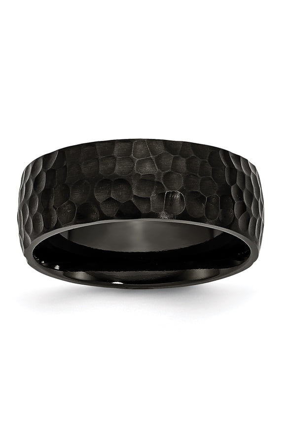 Chisel  Titanium Brushed and Polished Hammered Black IP-plated 8mm Band