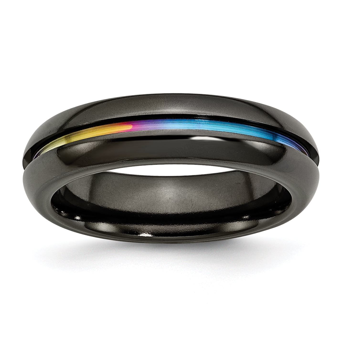 Chisel Titanium Black Multi-colored Anodized 6mm Polished Wedding Band Size 12.5 Female Adult