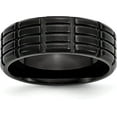 thumbnail image 1 of Chisel Titanium Brushed Black IP-plated 8.2mm Grooved Band - Ring Size 8.5, 1 of 8