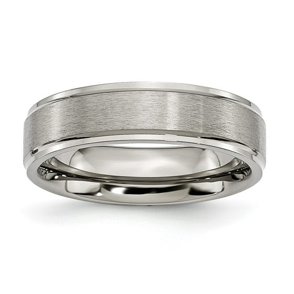 Chisel Titanium Brushed Center 6mm Ridged Edge Band