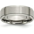 thumbnail image 1 of Chisel Titanium Brushed Center 7.2mm Ridged Edge Band - Ring Size 9.5, 1 of 8