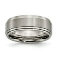 thumbnail image 1 of Chisel Titanium Brushed Center 8mm Double Step Ridged Edge Band, 1 of 7