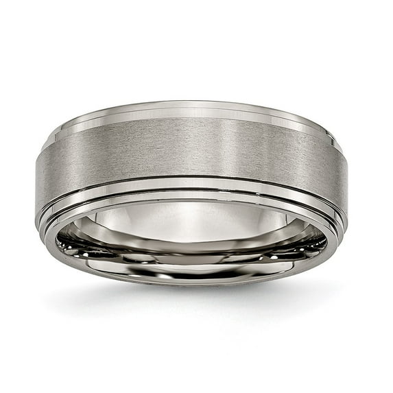 Chisel Titanium Brushed Center 8mm Double Step Ridged Edge Band