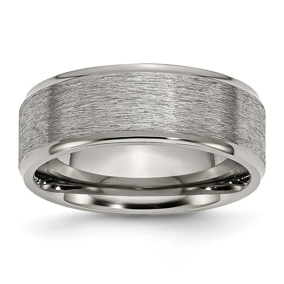 Chisel Titanium Brushed Center 8mm Ridged Edge Band