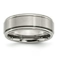 thumbnail image 1 of Chisel Titanium Brushed Center 8mm Ridged Edge Band, 1 of 7
