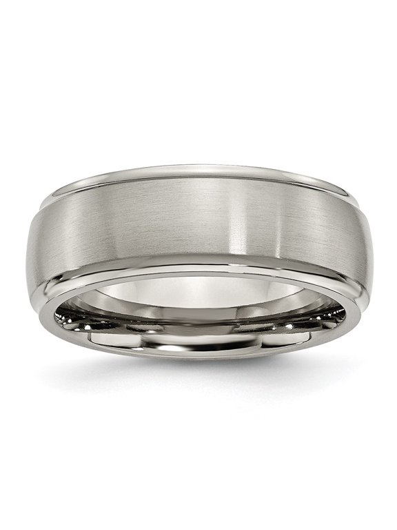 Chisel Titanium Brushed Center 8mm Ridged Edge Band