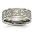 thumbnail image 1 of Chisel Titanium Brushed Center 8mm Scroll Design Band, 1 of 7