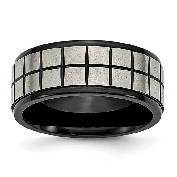 Chisel Titanium Brushed Center Black IP-plated 9mm Band