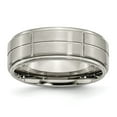 thumbnail image 1 of Chisel Titanium Brushed Center Block Design 8mm Ridged Edge Band, 1 of 6