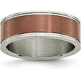 thumbnail image 1 of Chisel Titanium Brushed Center Brown IP-plated 8.2mm Grooved Edge Band - Ring Size 7.0, 1 of 8