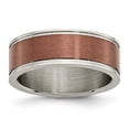 thumbnail image 1 of Chisel Titanium Brushed Center Brown IP-plated 8mm Grooved Edge Band, 1 of 7