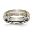 thumbnail image 1 of Chisel Titanium Brushed Center with 14k Gold Inlay 6mm Ridged Edge Band, 1 of 7