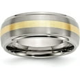 thumbnail image 1 of Chisel Titanium Brushed Center with 14k Gold Inlay 8.2mm Ridged Edge Band - Ring Size 8.0-1.2gm, 1 of 8