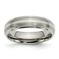 thumbnail image 1 of Chisel Titanium Brushed Center with Sterling Silver Inlay 6mm Ridged Edge Band, 1 of 7