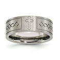 thumbnail image 1 of Chisel Titanium Brushed Cross Design 8mm Flat Band, 1 of 8