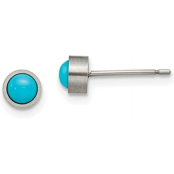 Chisel Titanium Brushed Turquoise 5.2mm Stud Earrings - 5mm