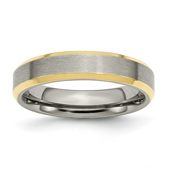 Chisel Titanium Brushed Yellow IP-plated 5mm Beveled Edge Band