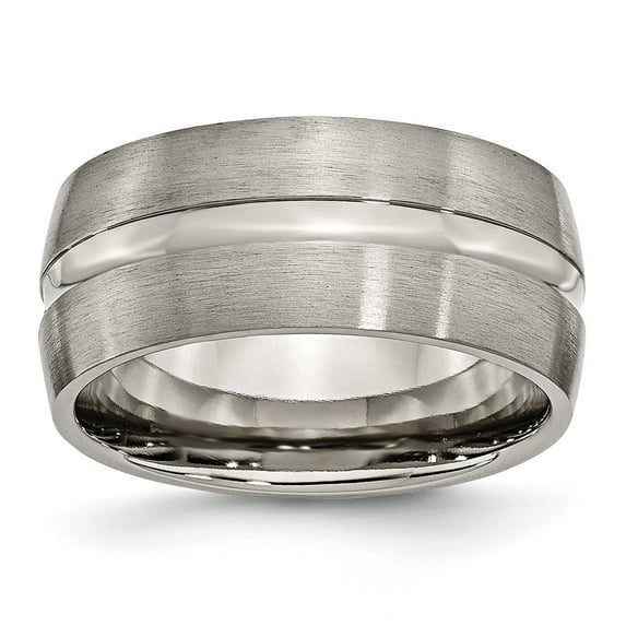 Chisel Titanium Brushed and Polished 10mm Grooved Band
