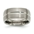 thumbnail image 1 of Chisel Titanium Brushed and Polished 10mm Grooved Ridged Edge Band, 1 of 7
