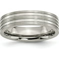 thumbnail image 1 of Chisel Titanium Brushed and Polished 6.2mm Grooved Band - Ring Size 13.0-3.7gm, 1 of 8