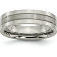 thumbnail image 1 of Chisel Titanium Brushed and Polished 6.2mm Grooved Band - Ring Size 13.5, 1 of 8