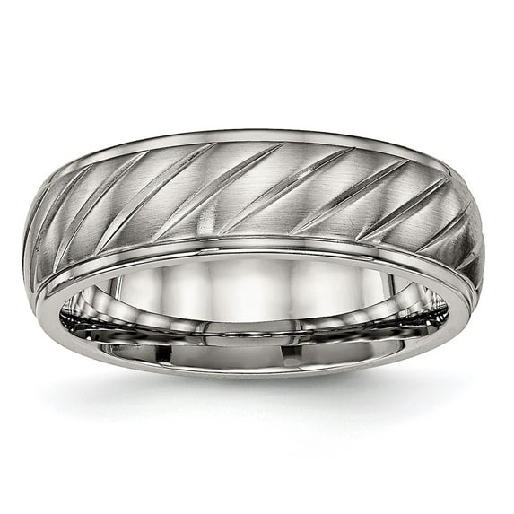 Chisel Titanium Brushed and Polished 7mm Grooved Band