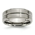thumbnail image 1 of Chisel Titanium Brushed and Polished 8mm Grooved Beveled Edge Band, 1 of 7