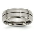 thumbnail image 1 of Chisel Titanium Brushed and Polished 8mm Grooved Ridged Edge Band, 1 of 6