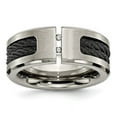 thumbnail image 1 of Chisel Titanium Brushed and Polished Black IP-plated Cable 1/20 Carat Diamond 10mm Band, 1 of 8