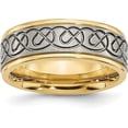 thumbnail image 1 of Chisel Titanium Brushed and Polished Yellow IP-plated Scroll Design 8.2mm Grooved Edge Band - Ring Size 7.5, 1 of 8