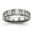 thumbnail image 1 of Chisel Titanium Brushed and Polished with CZ 5mm Grooved Band, 1 of 7