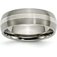 thumbnail image 1 of Chisel Titanium Brushed and Polished with Sterling Silver Inlay 7.2mm Grooved Band - Ring Size 13.0, 1 of 8