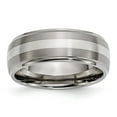thumbnail image 1 of Chisel Titanium Brushed and Polished with Sterling Silver Inlay 8mm Ridged Edge Band, 1 of 7