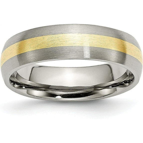 Chisel Titanium Brushed with 14k Gold Inlay 6.2mm Band - Ring Size 6.0