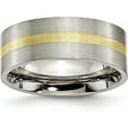 thumbnail image 1 of Chisel Titanium Brushed with 14k Gold Inlay 8.2mm Flat Band - Ring Size 8.5, 1 of 8