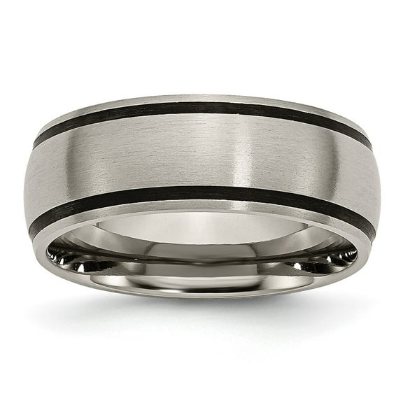 Chisel Titanium Brushed with Black Rubber 8mm Band