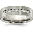 thumbnail image 1 of Chisel Titanium Brushed with CZ Flat 7.00mm Band - Ring Size 9.0, 1 of 6