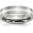 thumbnail image 1 of Chisel Titanium Brushed with Sterling Silver Inlay 6.2mm Flat Band - Ring Size 12.0, 1 of 8