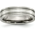 thumbnail image 1 of Chisel Titanium Brushed with Sterling Silver Inlay 6.2mm Grooved Band - Ring Size 6.0, 1 of 8