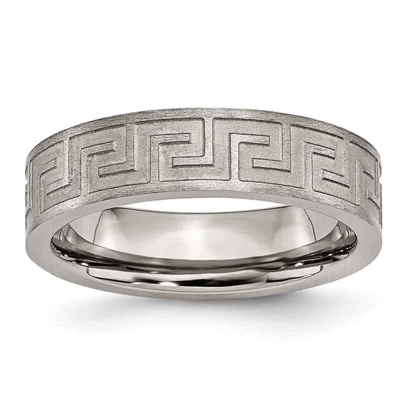 Chisel Titanium Greek Key 6mm Satin Band